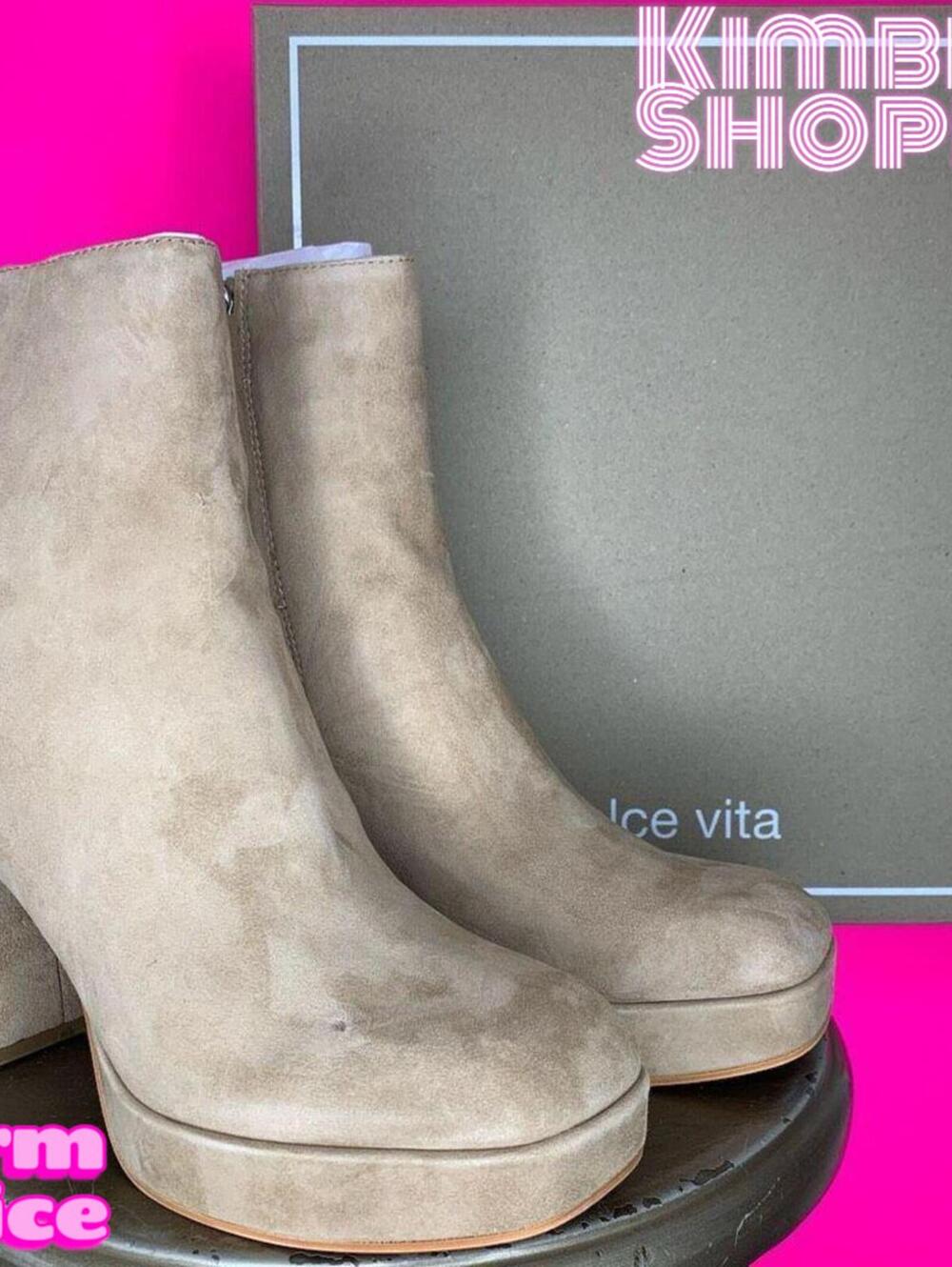 Dolce Vita Ulyses Mushroom Beige Suede Platform Ankle Boots US 10 UK 7.5 EU 41